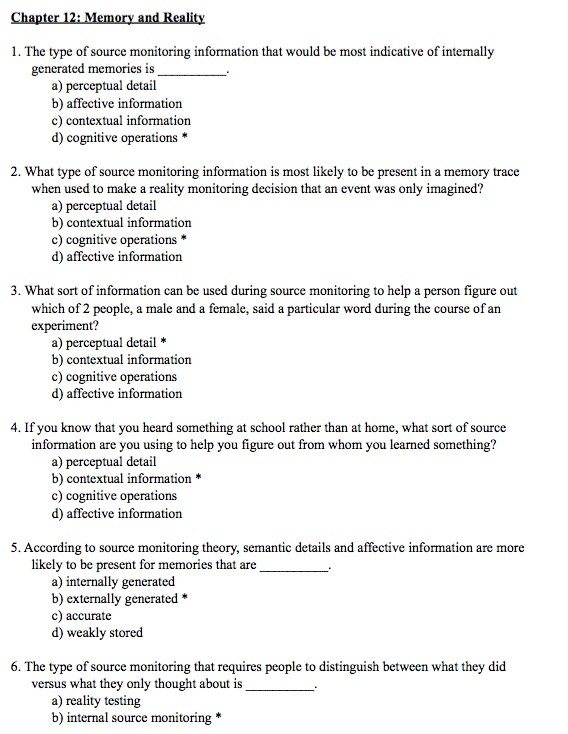 Human Memory - Radvansky test banks Ch. 1 - 16 + solutions