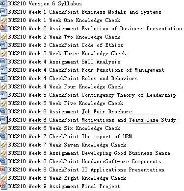 BUS210 All Weeks Assignments A+ Study Guide