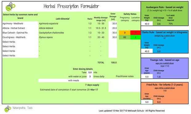 Herbal prescription formulator