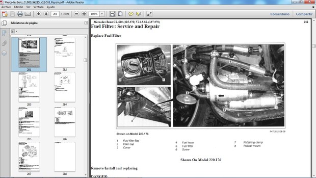 MERCEDES BENZ CL600 W215 V12 5.8 Manual de Taller - Workshop Repair