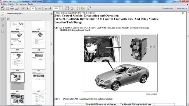 MERCEDES BENZ SLK350 R171 Manual de Taller - Workshop Repair