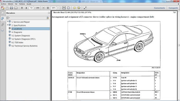 MERCEDES BENZ CL600 W215 V12 5.8 Manual de Taller - Workshop Repair