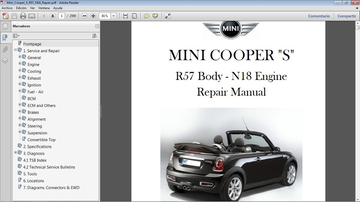 MINI COOPER "S" R57 2011 en adelante Manual de Talle Car.Repair.Manuals
