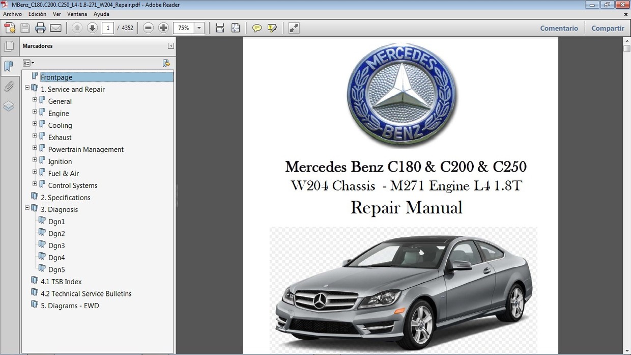 MERCEDES BENZ C180 C200 C250 1.8T W204 Repair