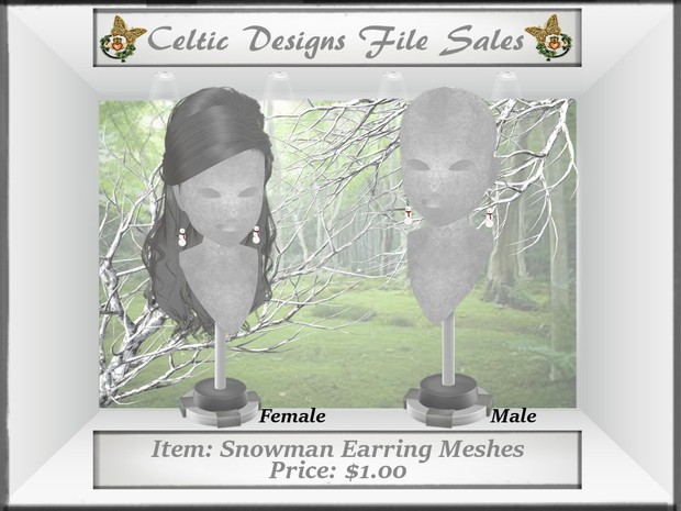 CD Snowman Earring Meshes