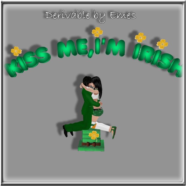 KISS ME,I'M IRISH SIGN AND CHAIR MESH (1 COUPLE POSE)