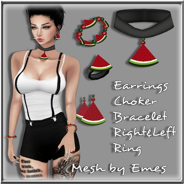 Watermelon Jewelry Set -5 meshes