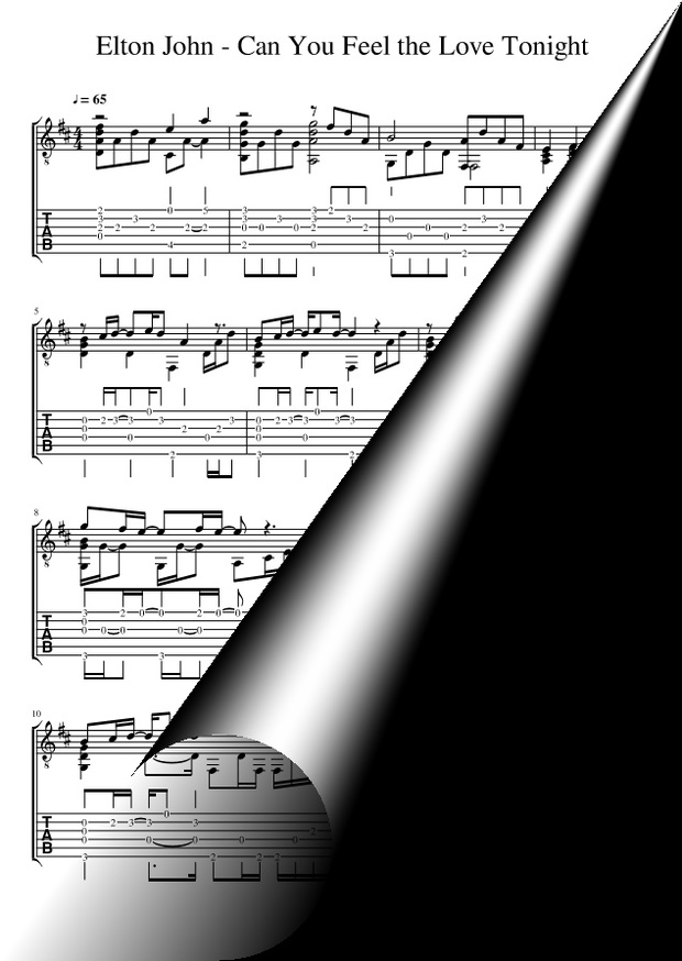 Can You Feel the Love Tonight (Sheet Music + TAB)