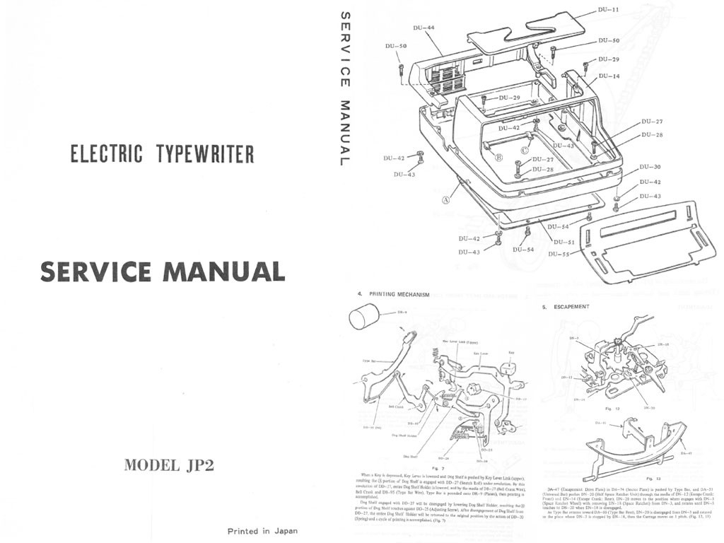 Brother JP2 Electric Portable Typewriter Repair Adjus TWDB Operation OOPRAP
