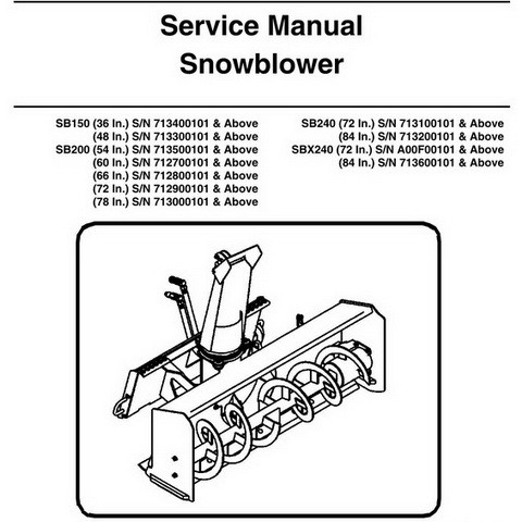 Bobcat Sb150 Sbx240 Snowblower Repair Service Manual 6902054