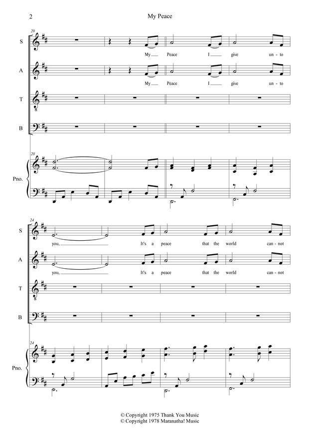My Peace (Piano Accompaniment + Choral Sheet Music)
