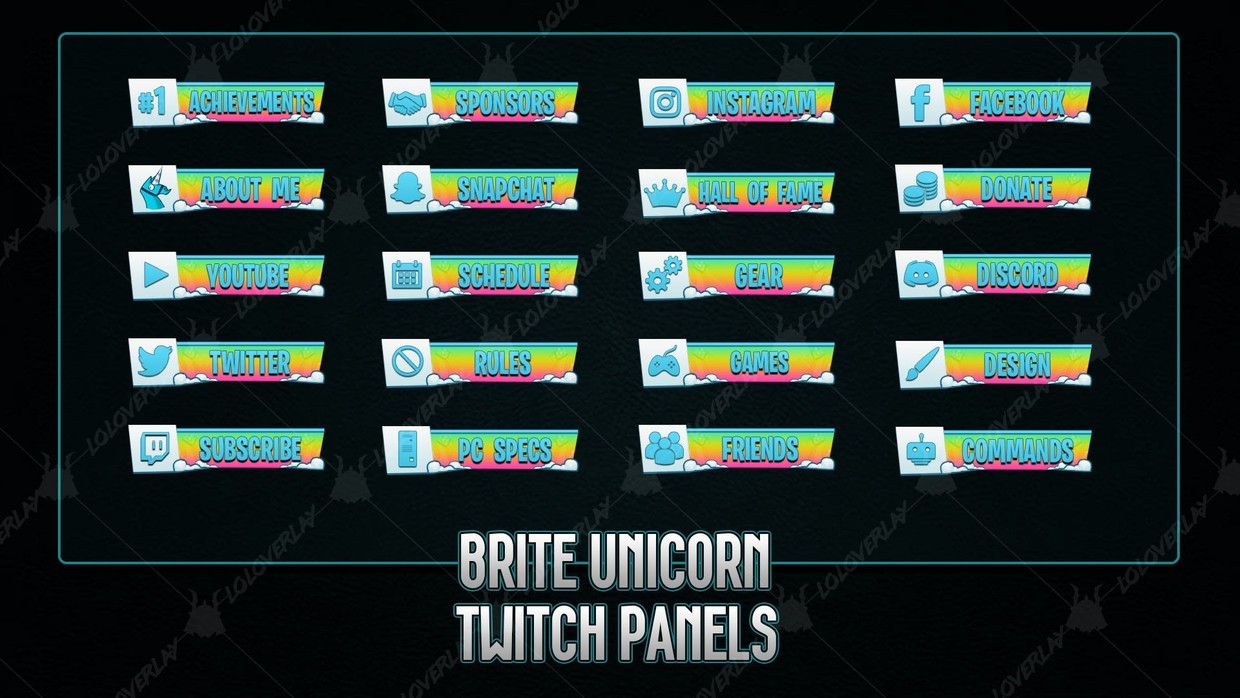 BRITE UNICORN TWITCH PANELS LoLoverlay