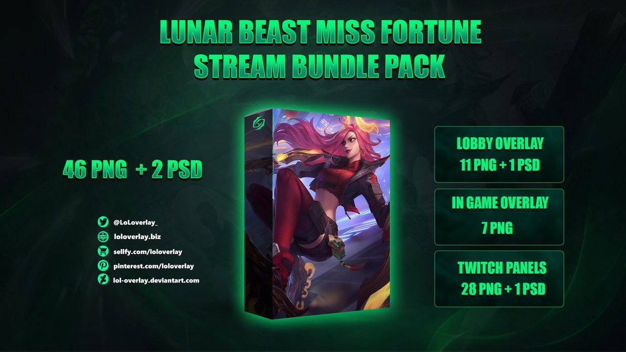 🔥🈵LUNAR BEAST MISS FORTUNE- STREAM BUNDLE [46 PNG + 2 - LoLoverlay