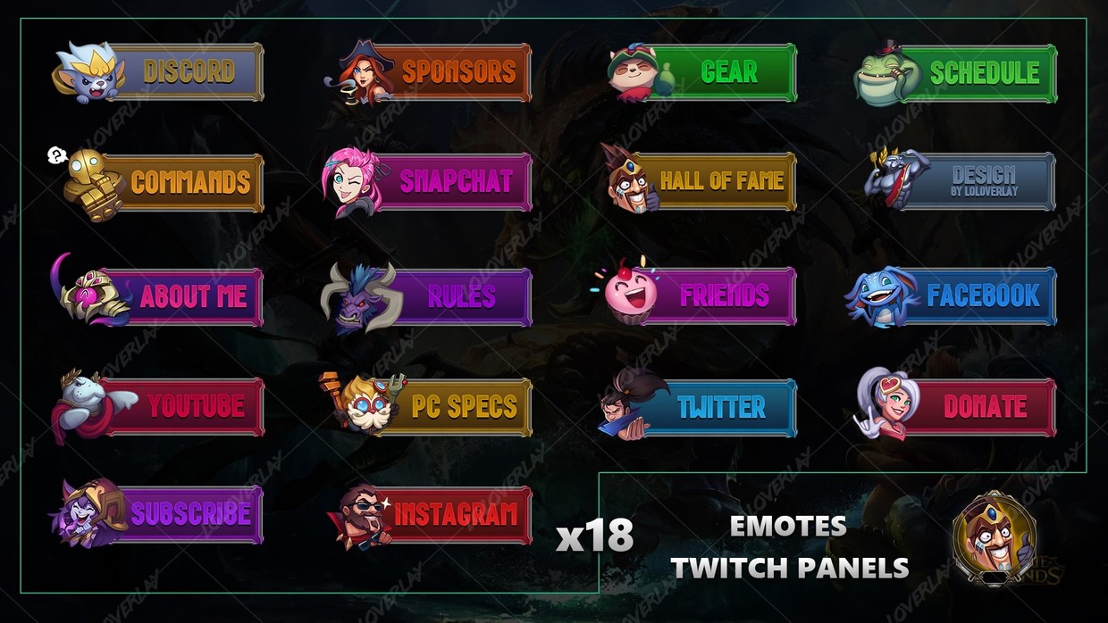 League of legends emotes twitch panels loloverlay