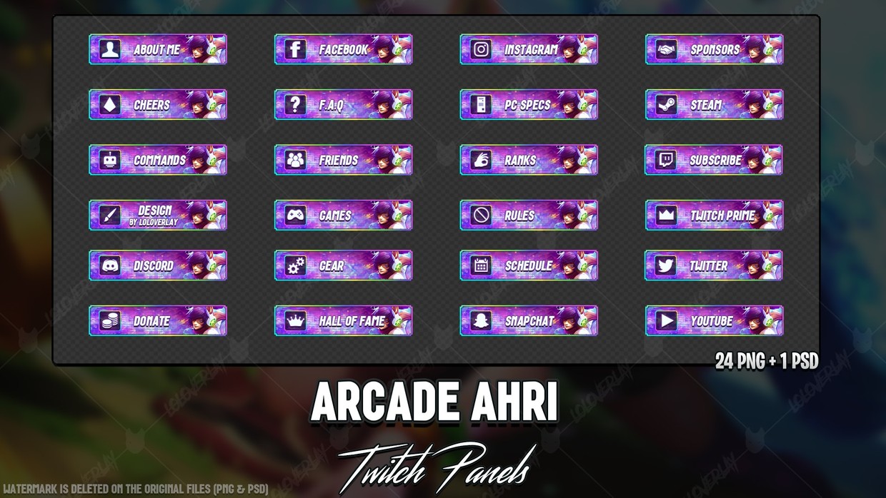 ARCADE AHRI - TWITCH PANELS - LoLoverlay