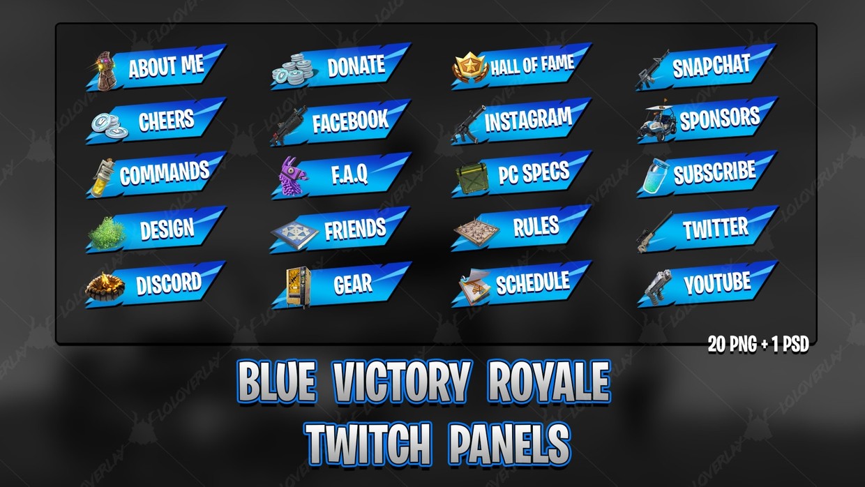 Blue Victory Royale 18 Twitch Panels Loloverlay