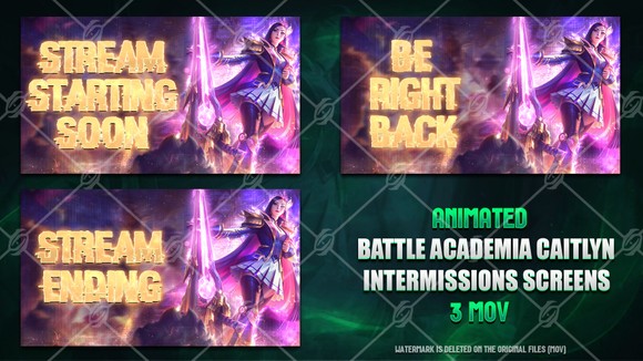 🔥🎓BATTLE ACADEMIA CAITLYN - STREAM BUNDLE [46 PNG + 2 - LoLoverlay