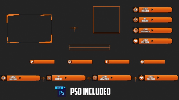 FORTNITE (ORANGE X BLACK) - STREAM OVERLAY #2