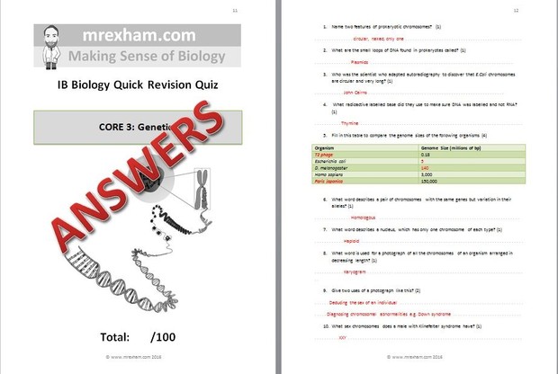 IB Biology Revision Quiz Core 3 - Genetics
