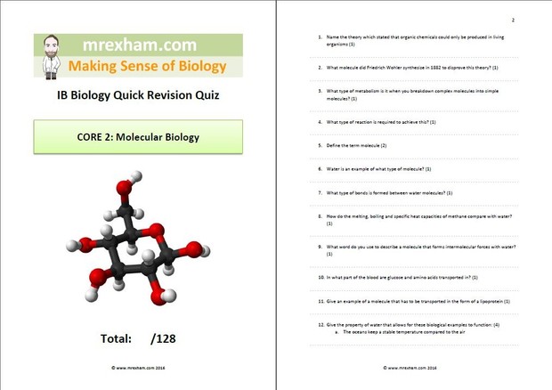 IB Biology Revision Quiz Core 2 - Molecular Biology