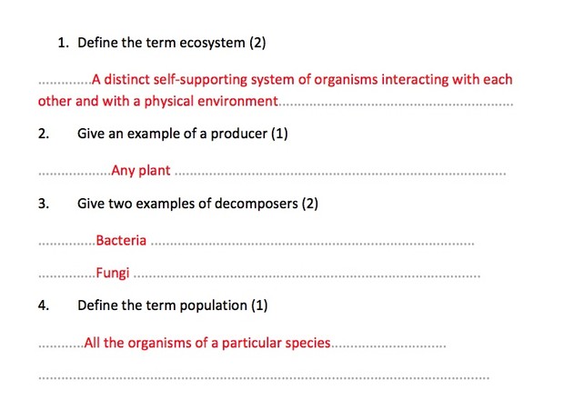 IGCSE Biology - Ecology and the Environment Revision Quiz