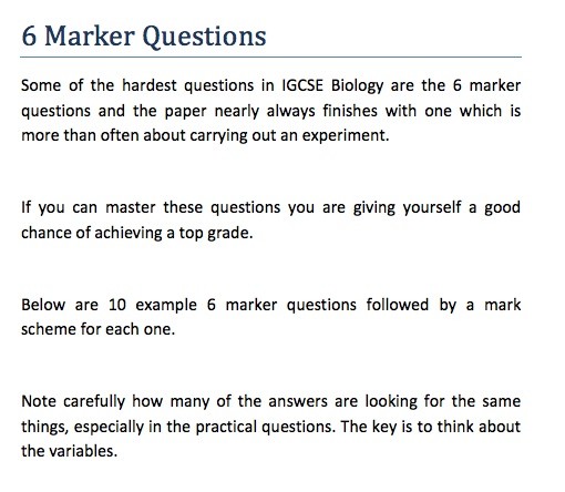 IGCSE Biology - 6 Marker Question Revision