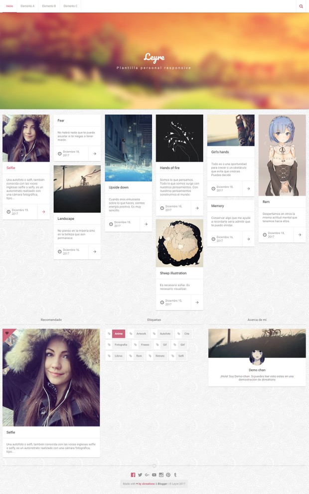 Leyre.xml v2.3.88 - Plantilla para blog personal, Blogger