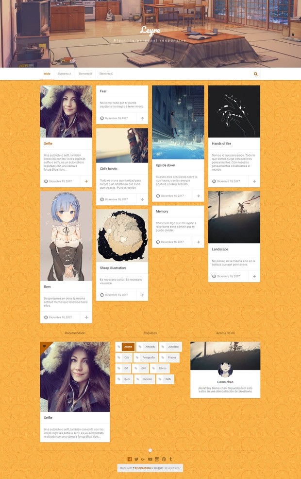 Leyre.xml v2.3.88 - Plantilla para blog personal, Blogger