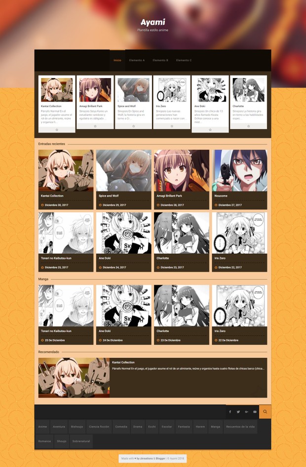 Ayami.xml v2.1.11 - plantilla anime responsive para Blogger