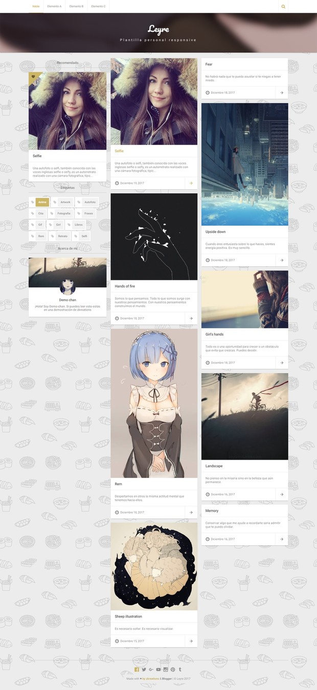 Leyre.xml v2.3.88 - Plantilla para blog personal, Blogger