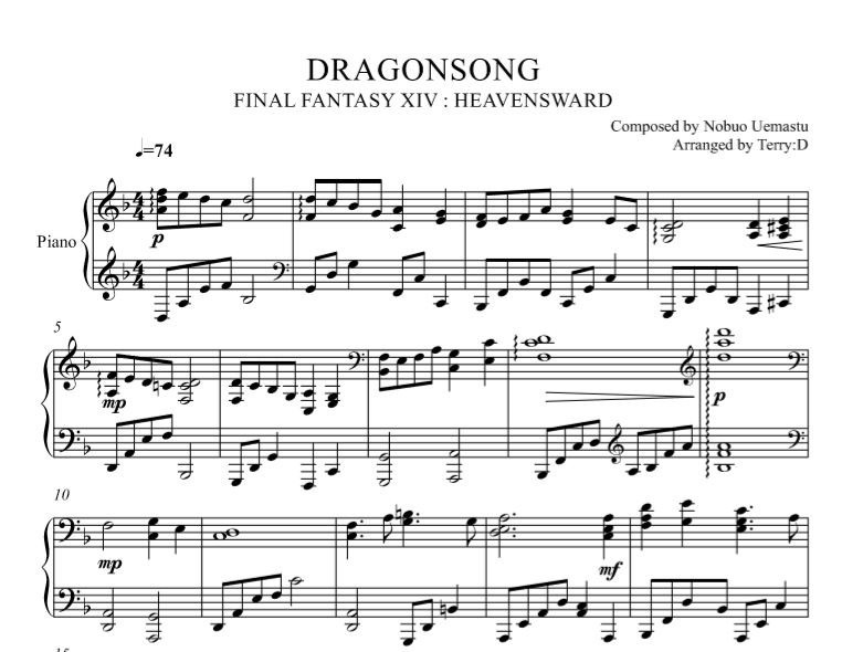 DRAGONSONG(piano instrumental) d minor key - Terry:D Music Sheetmusic