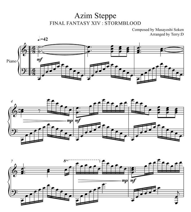 Final Fantasy XIV : Stormblood - Azim Steppe for piano solo (Arr.by Terry:D)