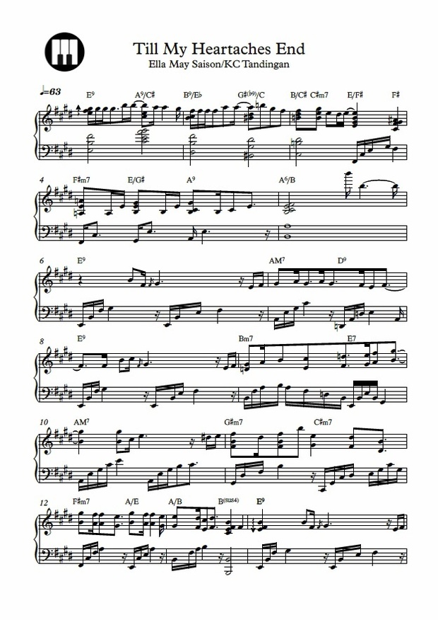 Till My Heartaches End Piano Sheet Music