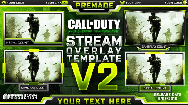 Stream Overlay Template Pack V2 - Modern Warfare Remastered - Updated - Photoshop Template