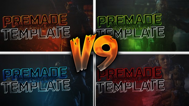 Black Ops 3 Thumbnail Template Pack V9 - Clean & Simple Edition