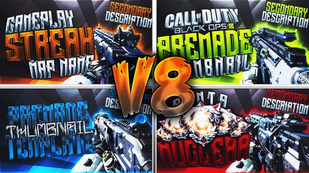 Black Ops 3 Thumbnail Template Pack V8 - Pubstomping Edition