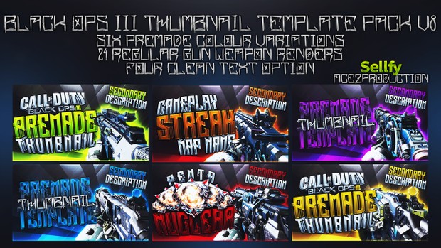 Black Ops 3 Thumbnail Template Pack V8 - Pubstomping Edition