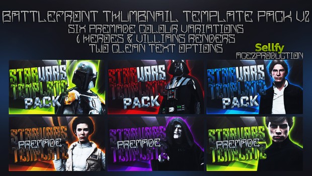 Star Wars Battlefront Thumbnail Template Pack V2 - Photoshop Template