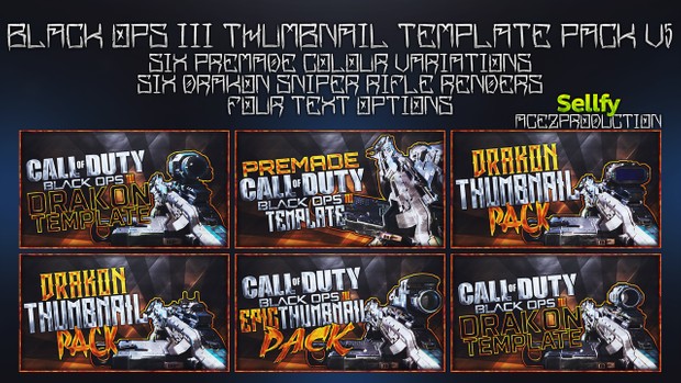 Black Ops 3 Thumbnail Template Pack V5 - Drakon Sniper Rifle Edition