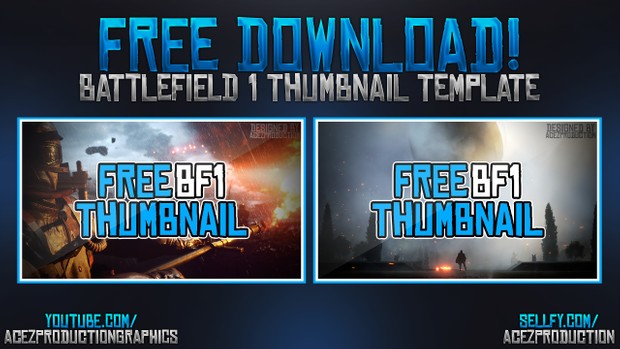 Battlefield 1 YouTube Thumbnail Template Pack - Free Photoshop Template
