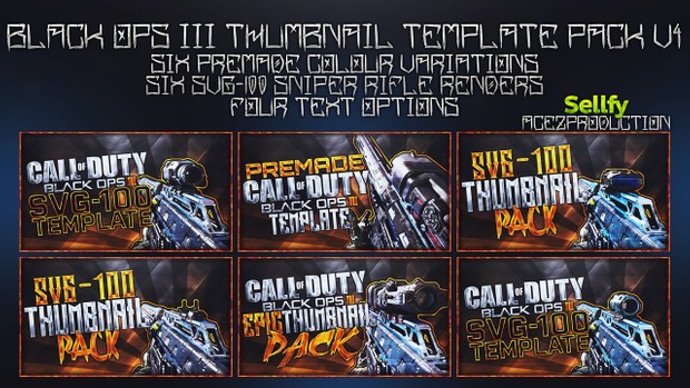 Black Ops 3 Thumbnail Template Pack V4 - SVG-100 Sniper Rifle Edition