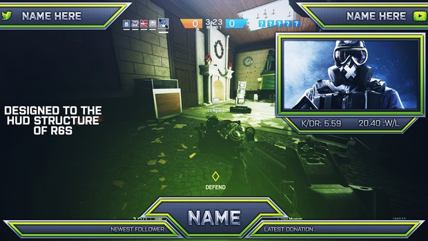 Ultimate Customizable Twitch Live Stream Template Pack V3 - Rainbow Six Siege Themed