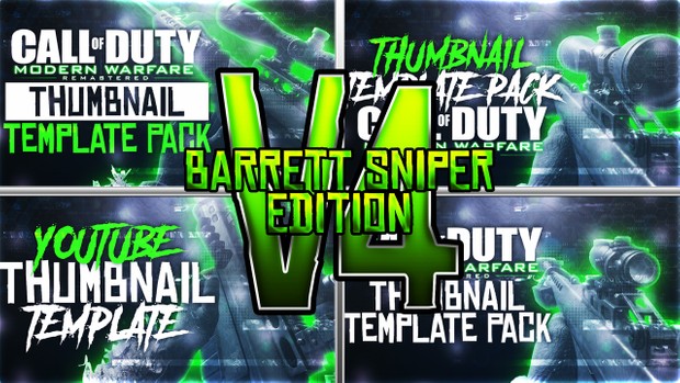 Modern Warfare Remastered - Barrett Sniper Rifle Edition - Thumbnail Template Pack V4 - Photoshop