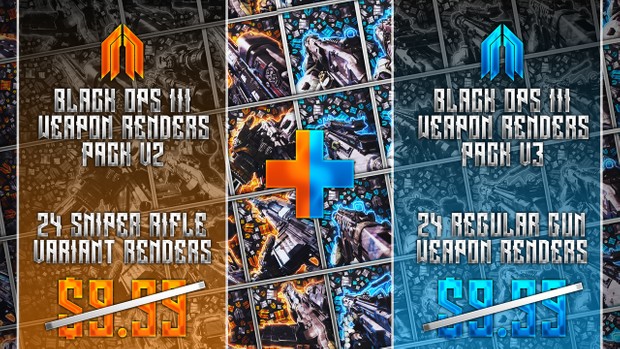 All Black Ops 3 Weapon Transparency Renders Bundle Pack (V2+V3)