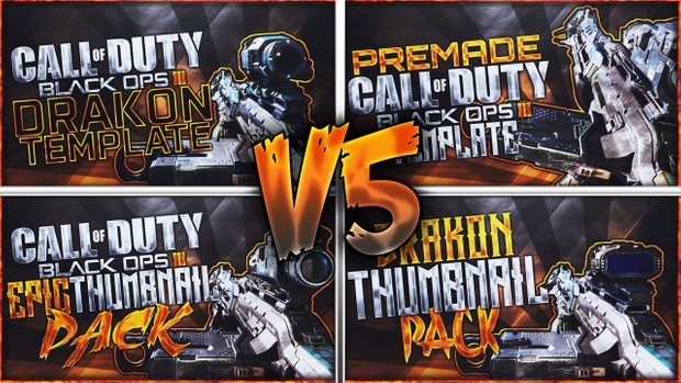 Black Ops 3 Thumbnail Template Pack V5 - Drakon Sniper Rifle Edition