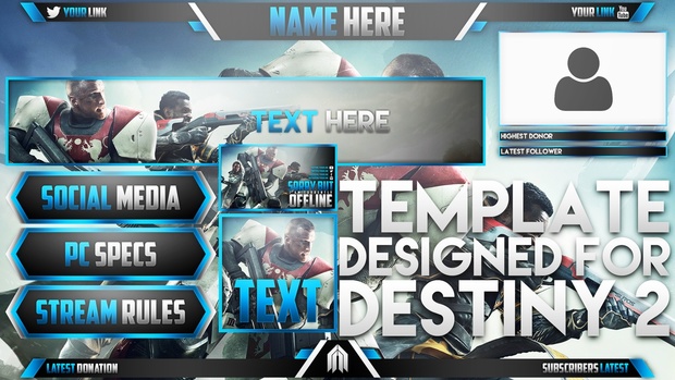 Ultimate Live Stream Overlay Template Pack - Destiny 2 - Photoshop Template - Volume 9