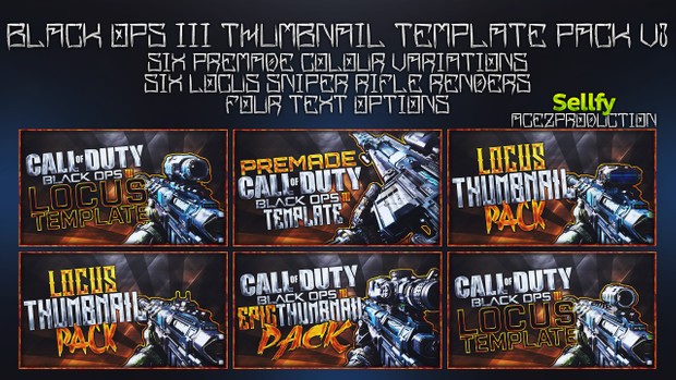 Black Ops 3 Thumbnail Template Pack V3 - Locus Sniper Rifle Edition
