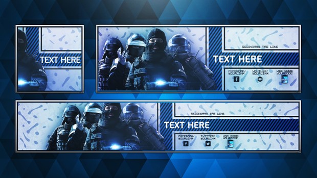 Social Media Revamp Pack V6 - Rainbow Six: Siege GIGN Edition - Photoshop Template