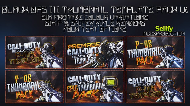 Black Ops 3 Thumbnail Template Pack V6 - P-06 Sniper Rifle Edition
