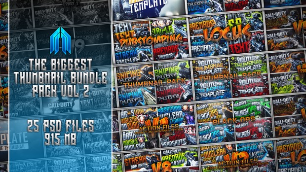 Biggest Thumbnail Template Bundle Pack Ever - Vol.2 - 25 Photoshop Template Packs